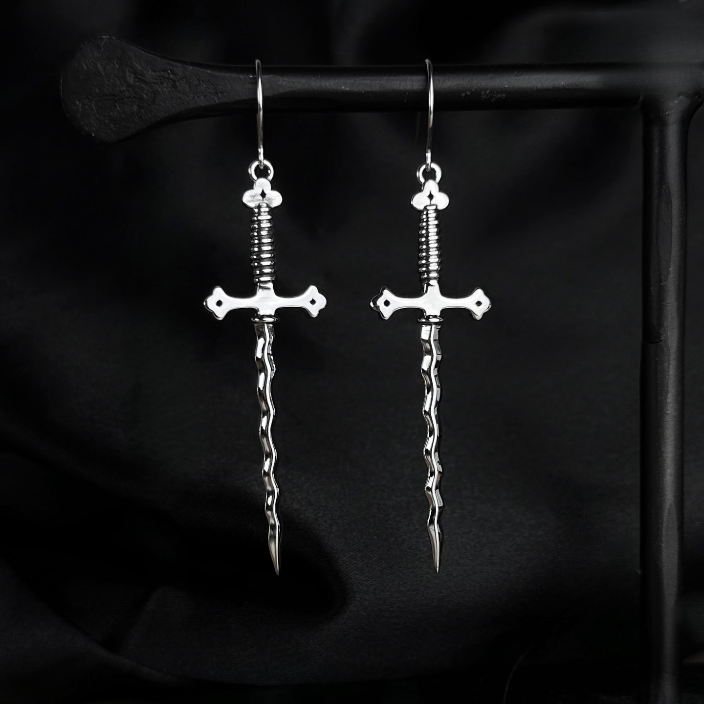 Wavy Sword Earrings - Casted Jewelry - While Odin Sleeps